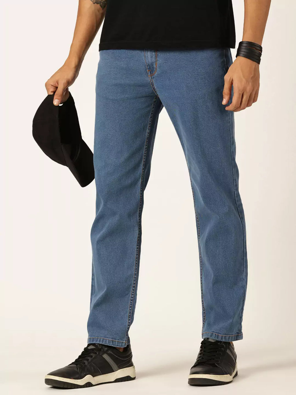 Mid Blue  Smart Clean Look Relaxed Fit Jeans