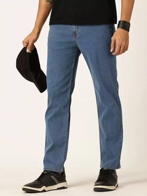 Mid Blue  Smart Clean Look Relaxed Fit Jeans