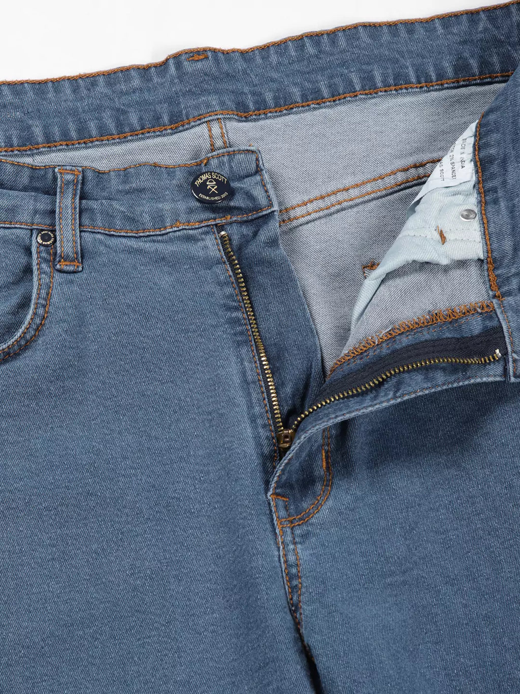 Mid Blue  Smart Clean Look Relaxed Fit Jeans