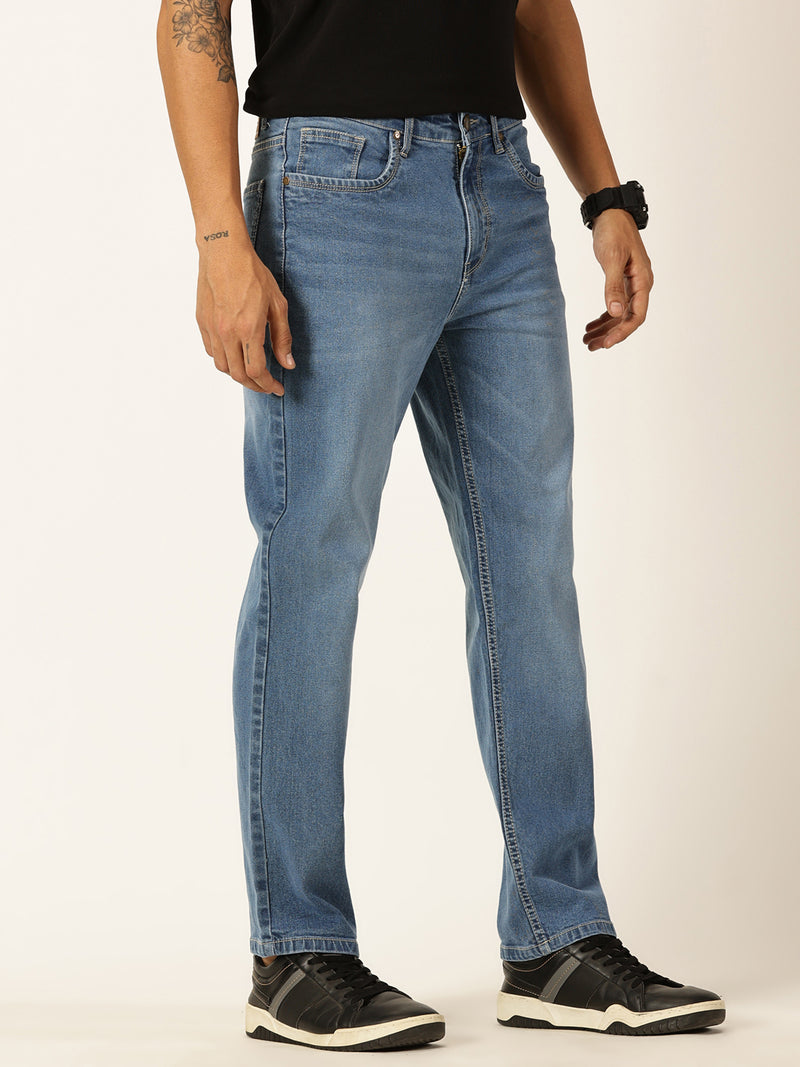Thomas Scott Men Smart Relaxed Fit Light Fade Stretchable Jeans