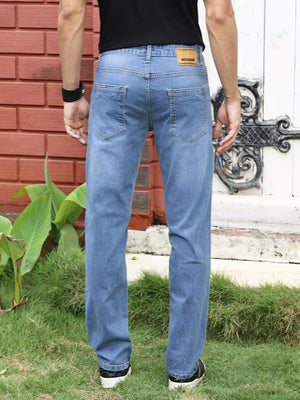 Light Blue Smart Regular Fit Stretchable Jeans For Men