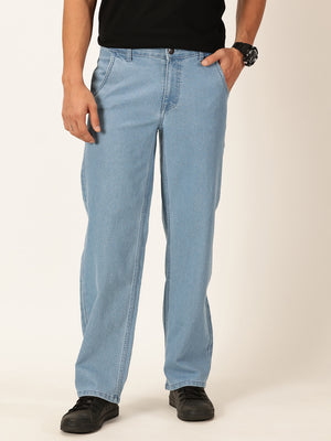 Light Blue Smart Relaxed Fit Stretchable Jeans For Men