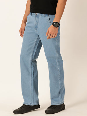Light Blue Smart Relaxed Fit Stretchable Jeans For Men