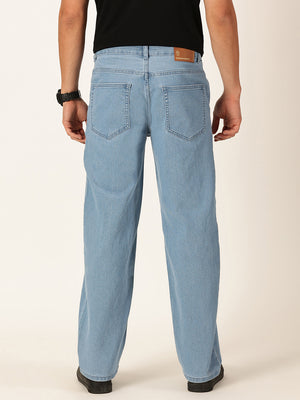 Light Blue Smart Relaxed Fit Stretchable Jeans For Men