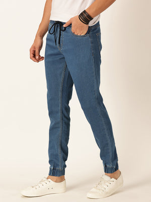 Mid Blue Smart Jogger Stretchable Jeans For Men