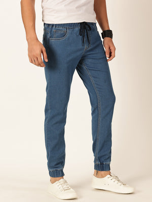 Mid Blue Smart Jogger Stretchable Jeans For Men