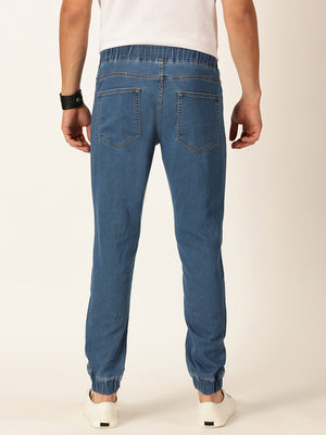 Mid Blue Smart Jogger Stretchable Jeans For Men