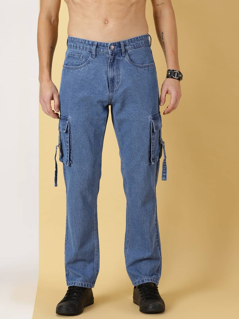 Thomas Scott Men Comfort Relaxed Fit Clean Look Pure Cotton Cargo Jeans
