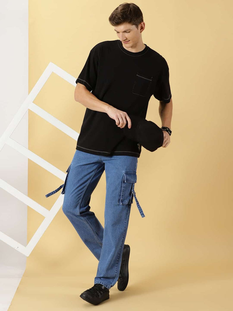 Thomas Scott Men Comfort Relaxed Fit Clean Look Pure Cotton Cargo Jeans