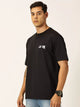 Black Graphic Printed Drop Shoulder Oversized Tshirt For Men