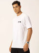 White Graphic Printed Drop Shoulder Oversized Tshirt For Men