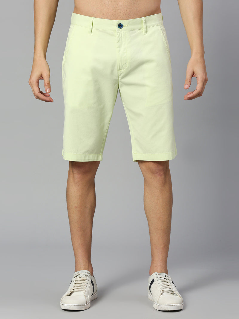 Thomas Scott Men Green Slim Fit Mid-Rise 100% Cotton Solid Woven Shorts