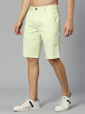 Thomas Scott Men Green Slim Fit Mid-Rise 100% Cotton Solid Woven Shorts