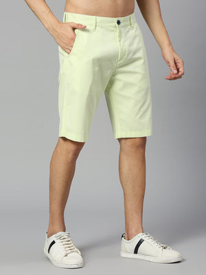 Thomas Scott Men Green Slim Fit Mid-Rise 100% Cotton Solid Woven Shorts