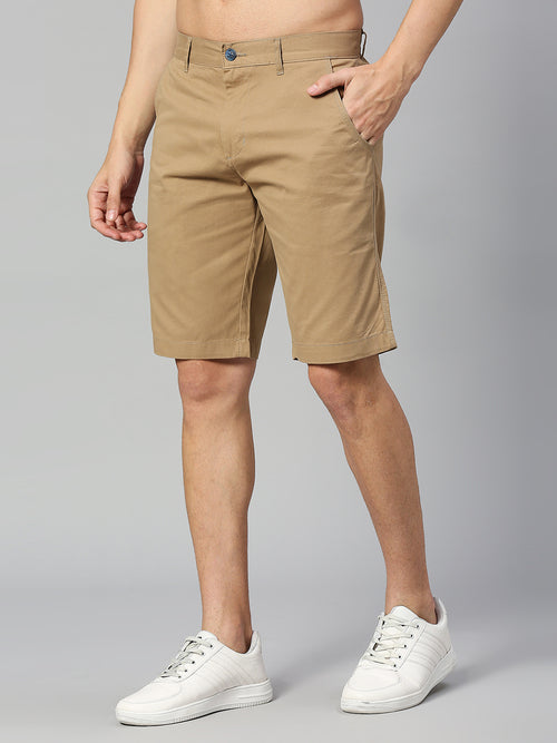 Thomas Scott Men Brown Slim Fit Mid-Rise 100% Cotton Solid Woven Shorts