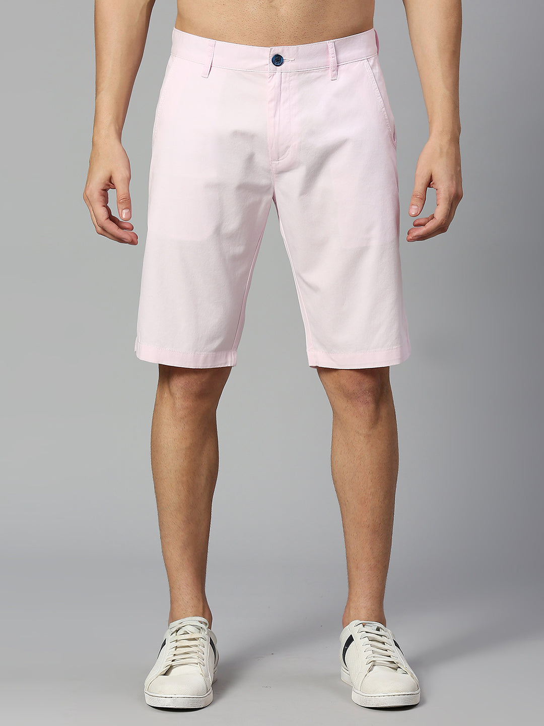 Thomas Scott Men Medium Pink Slim Fit Mid-Rise 100% Cotton Solid Woven Shorts