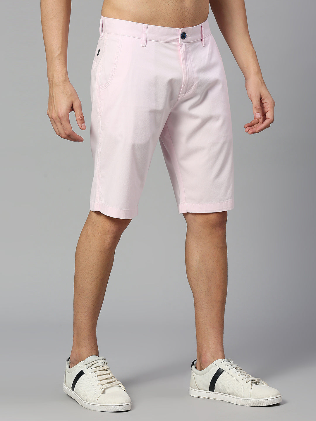 Thomas Scott Men Medium Pink Slim Fit Mid-Rise 100% Cotton Solid Woven Shorts