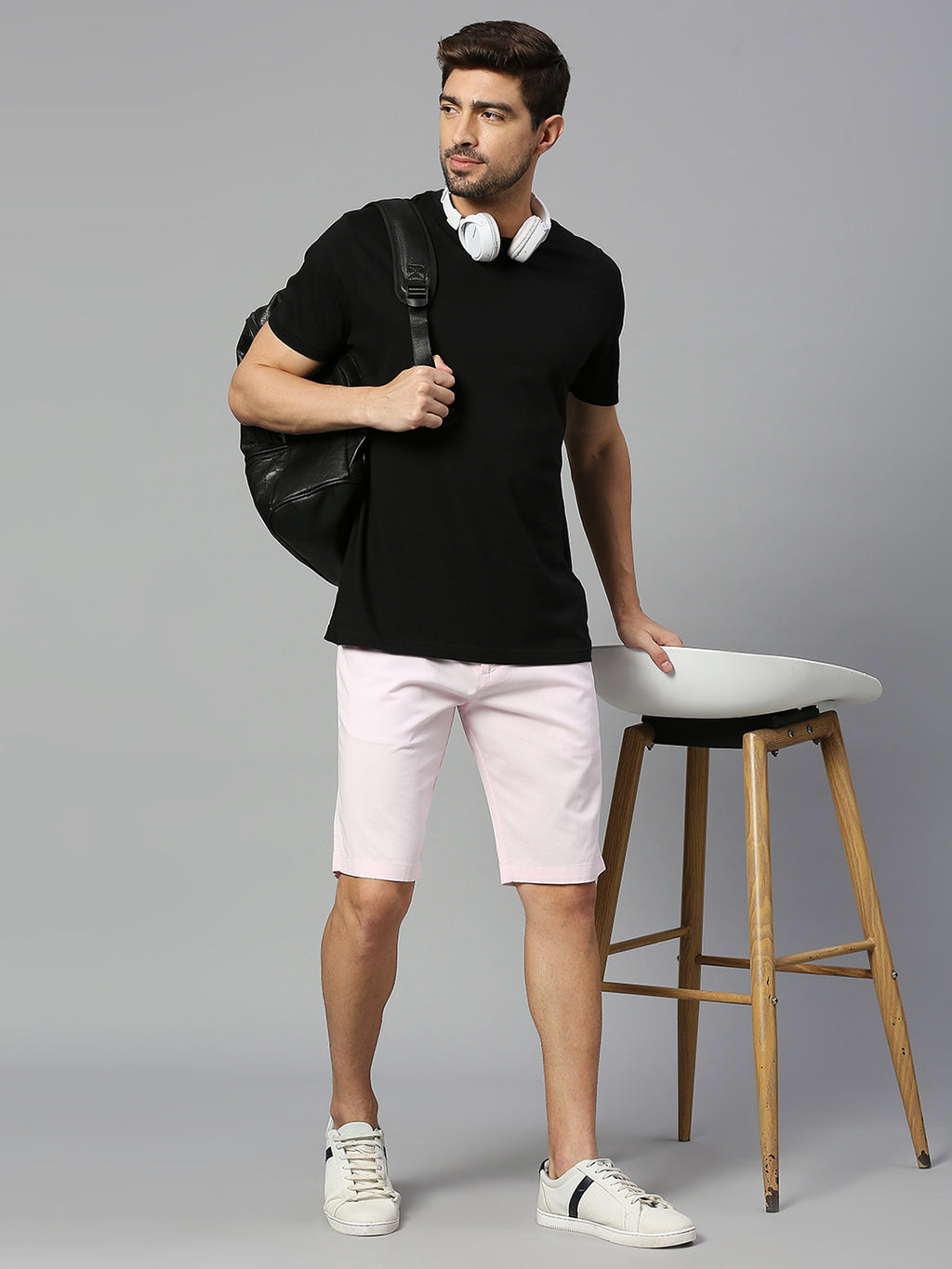Thomas Scott Men Medium Pink Slim Fit Mid-Rise 100% Cotton Solid Woven Shorts