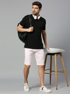 Thomas Scott Men Medium Pink Slim Fit Mid-Rise 100% Cotton Solid Woven Shorts
