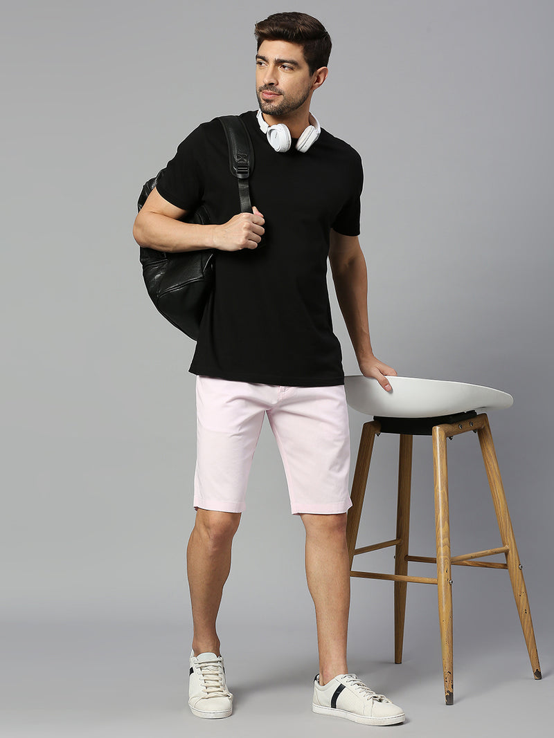 Thomas Scott Men Medium Pink Slim Fit Mid-Rise 100% Cotton Solid Woven Shorts