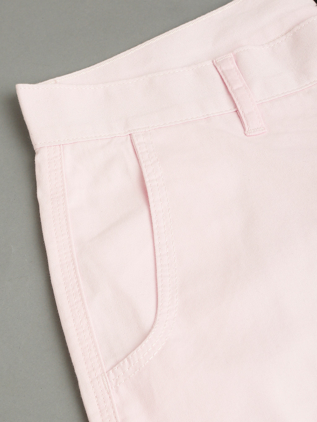 Thomas Scott Men Medium Pink Slim Fit Mid-Rise 100% Cotton Solid Woven Shorts