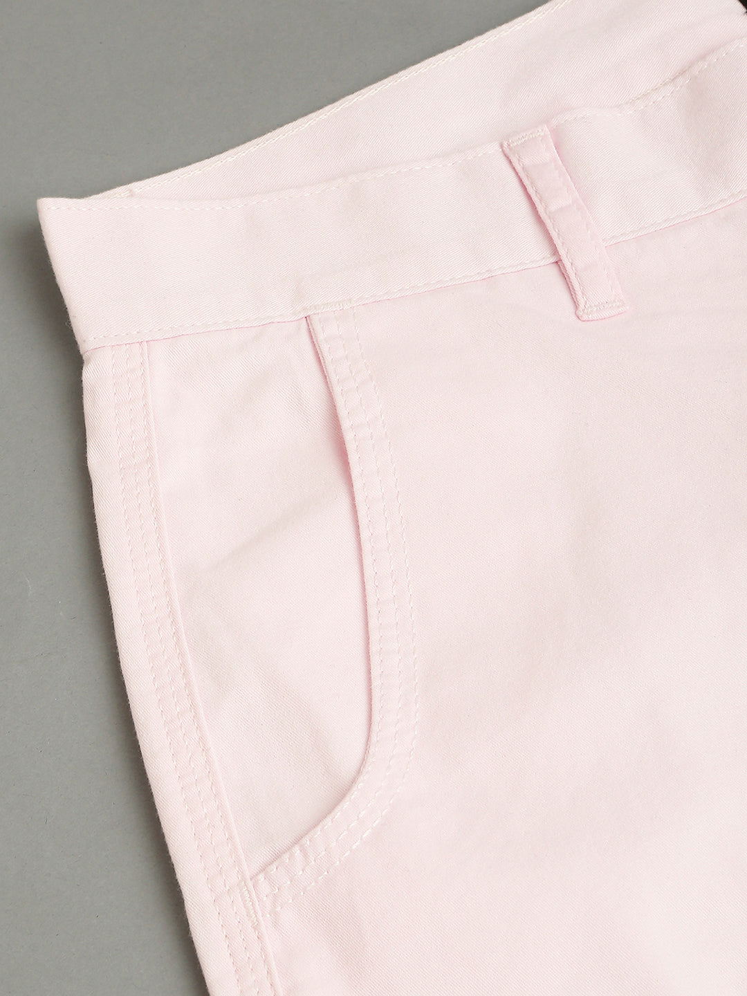Thomas Scott Men Medium Pink Slim Fit Mid-Rise 100% Cotton Solid Woven Shorts