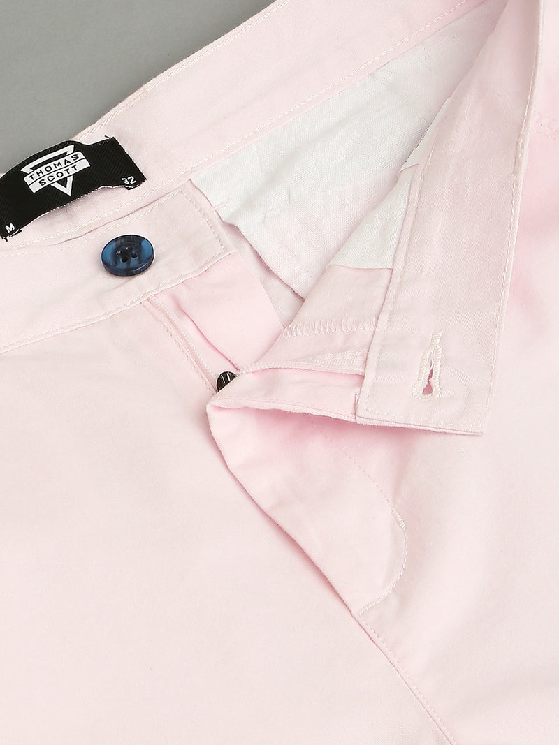 Thomas Scott Men Medium Pink Slim Fit Mid-Rise 100% Cotton Solid Woven Shorts