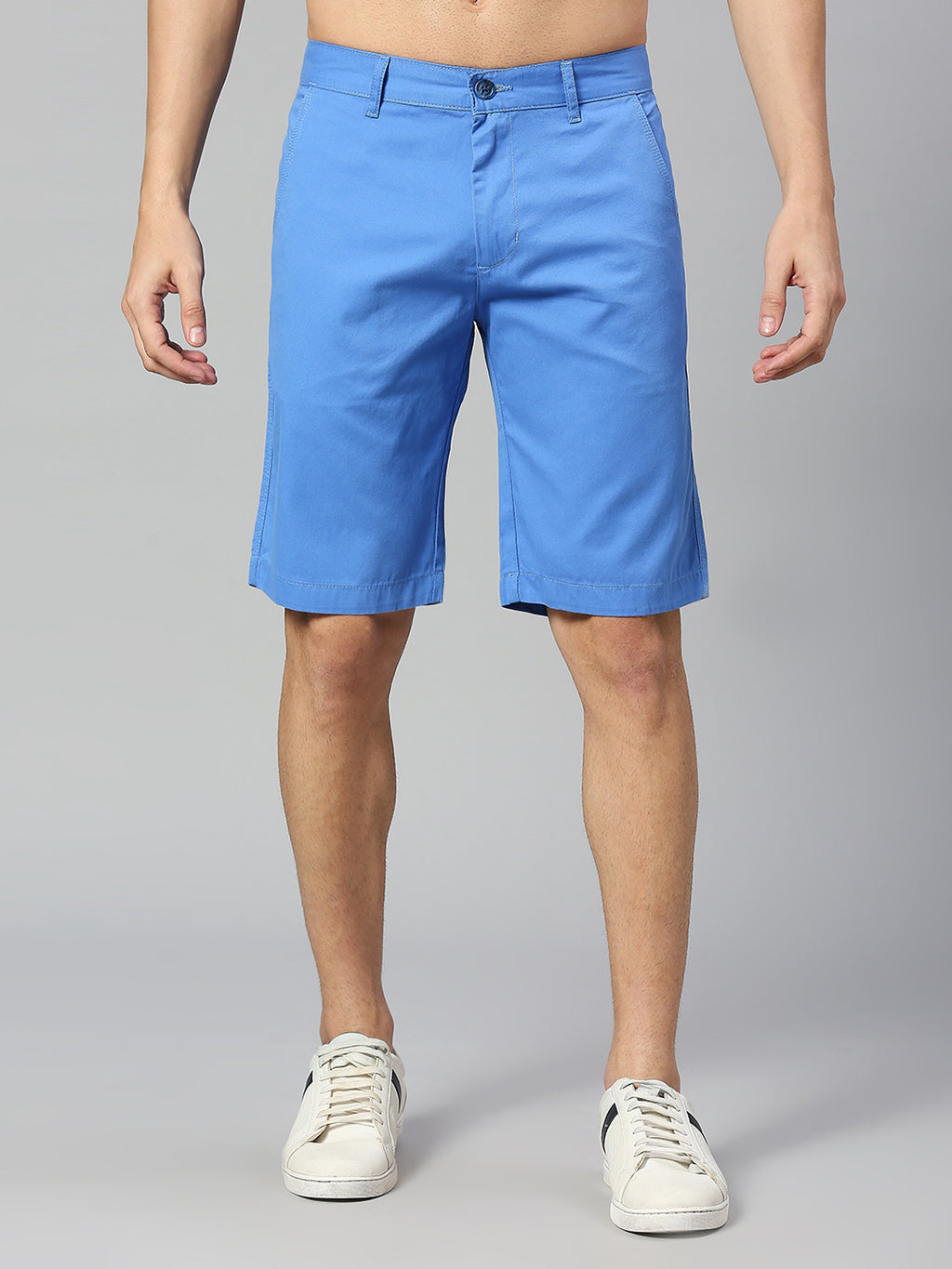 Thomas Scott Men Aqua Slim Fit Mid-Rise 100% Cotton Solid Woven Shorts