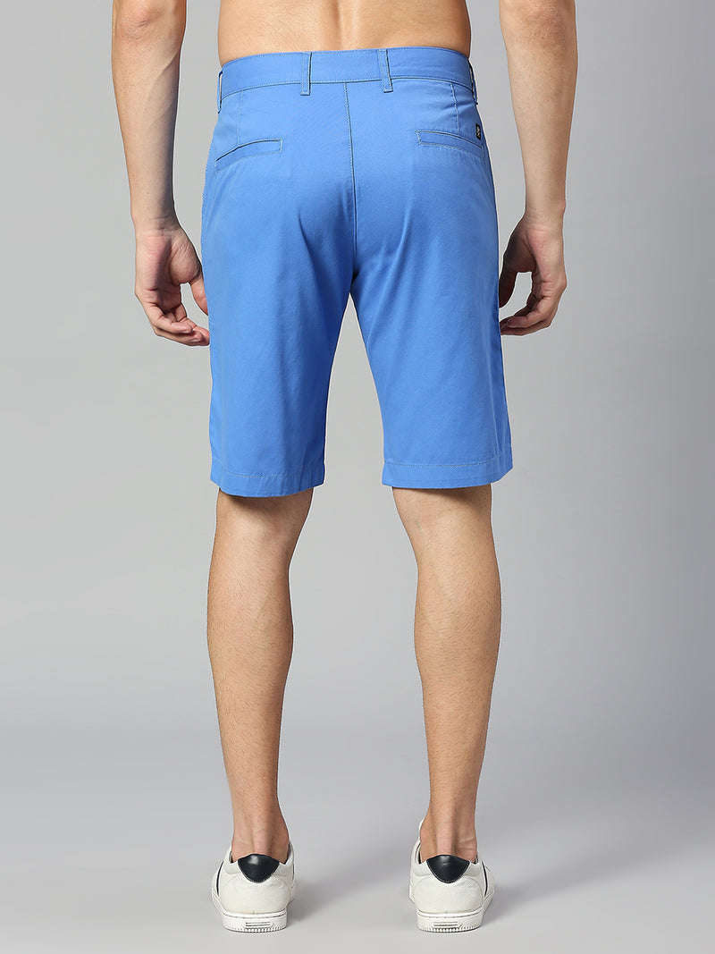 Thomas Scott Men Aqua Slim Fit Mid-Rise 100% Cotton Solid Woven Shorts