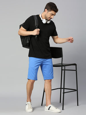 Thomas Scott Men Aqua Slim Fit Mid-Rise 100% Cotton Solid Woven Shorts