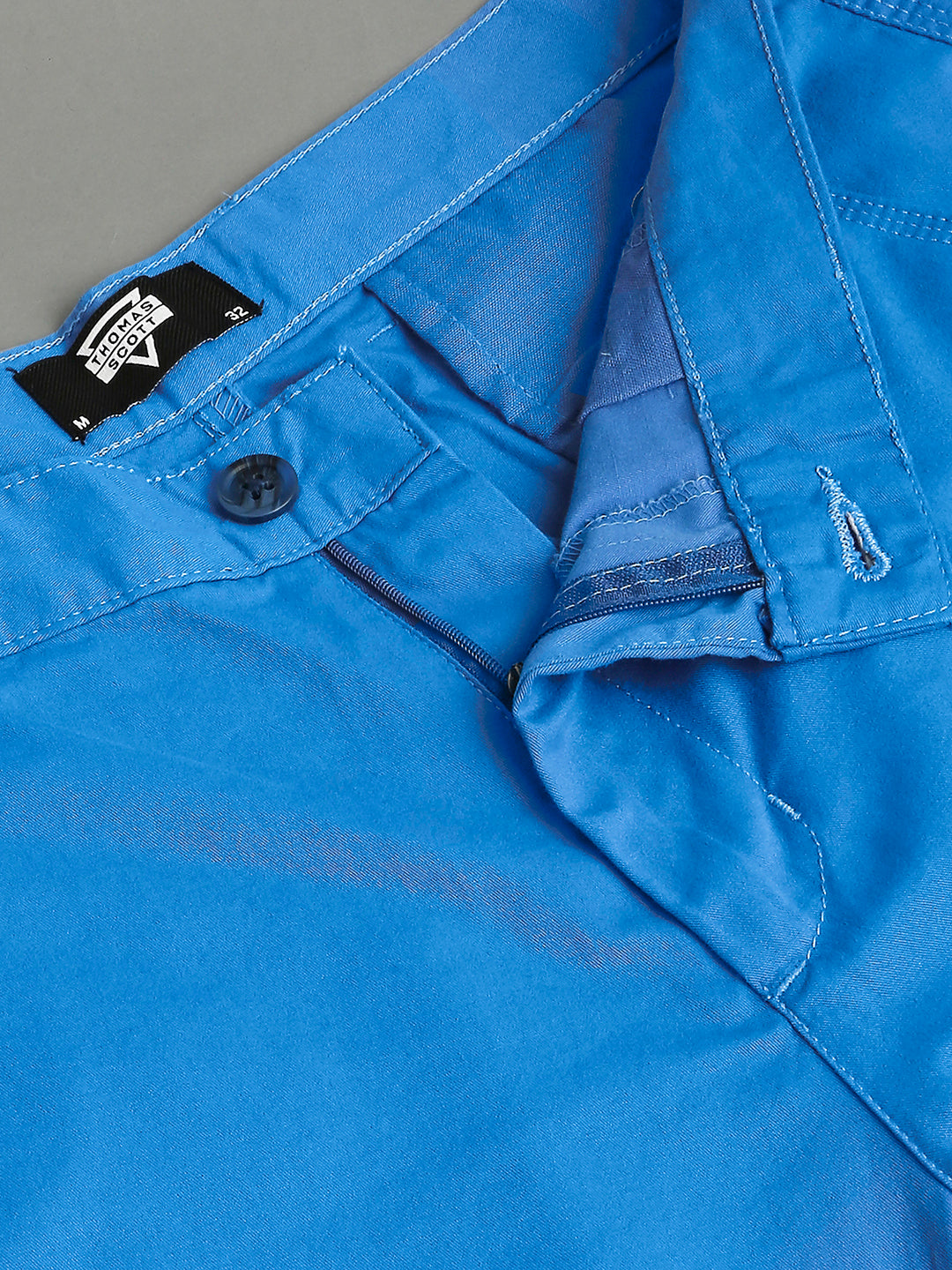 Thomas Scott Men Aqua Slim Fit Mid-Rise 100% Cotton Solid Woven Shorts