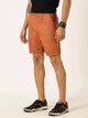 Rust Mid-Rise Regular Fit Cotton Woven Chinos Shorts For Men