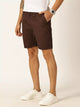 Coffee Mid-Rise Regular Fit Cotton Woven Chinos Shorts For Men