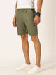 OliveMid-Rise Regular Fit Cotton Woven Chinos Shorts For Men