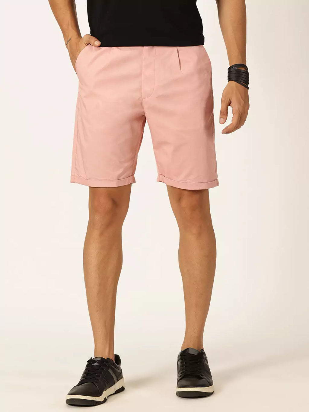 Thomas Scott Men Mid-Rise Cotton Casual Shorts