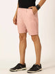 Peach Mid-Rise Regular Fit Cotton Woven Chinos Shorts For Men