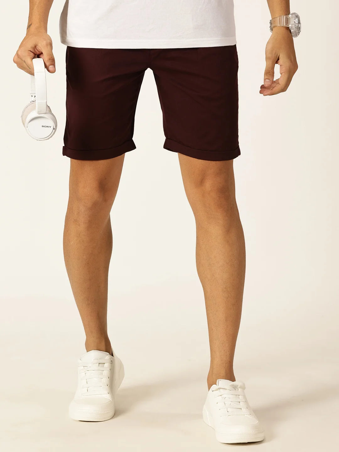 Thomas Scott Men Mid-Rise Pure Cotton Chino Shorts