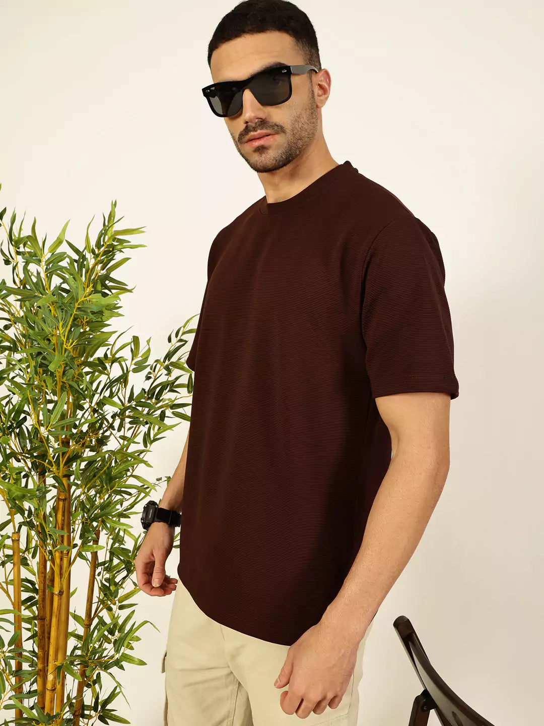 Thomas Scott Men Solid Round Neck Oversized T-shirt
