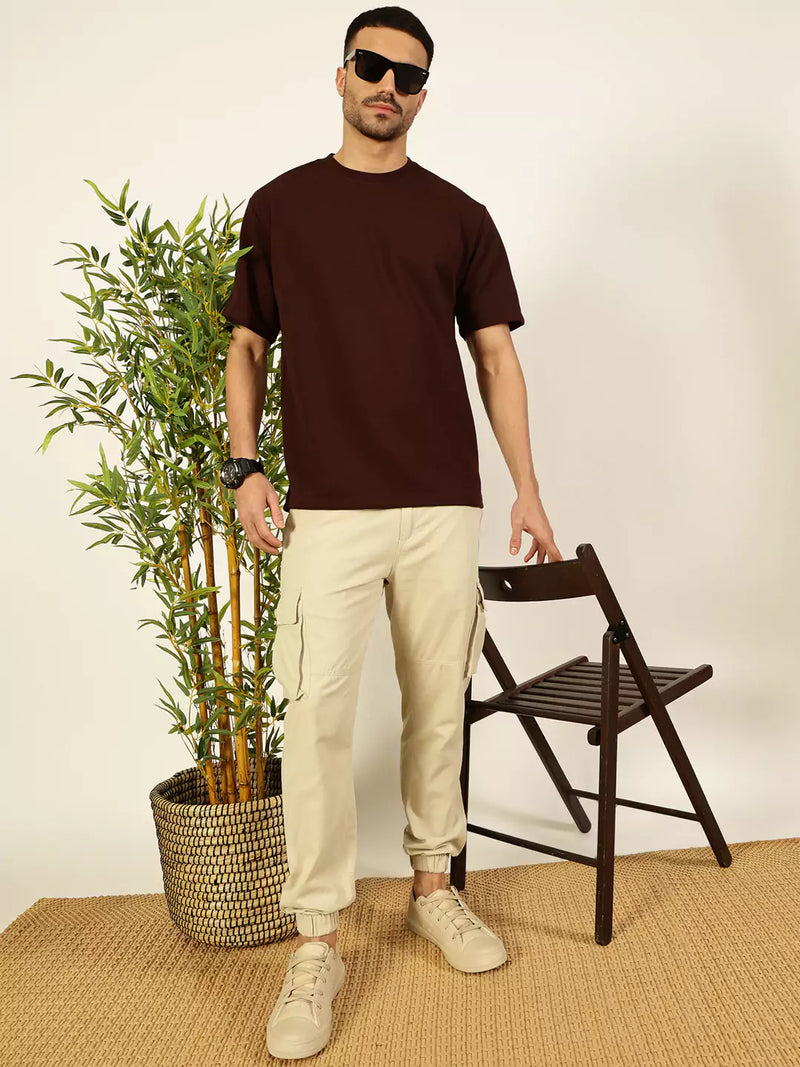 Thomas Scott Men Solid Round Neck Oversized T-shirt