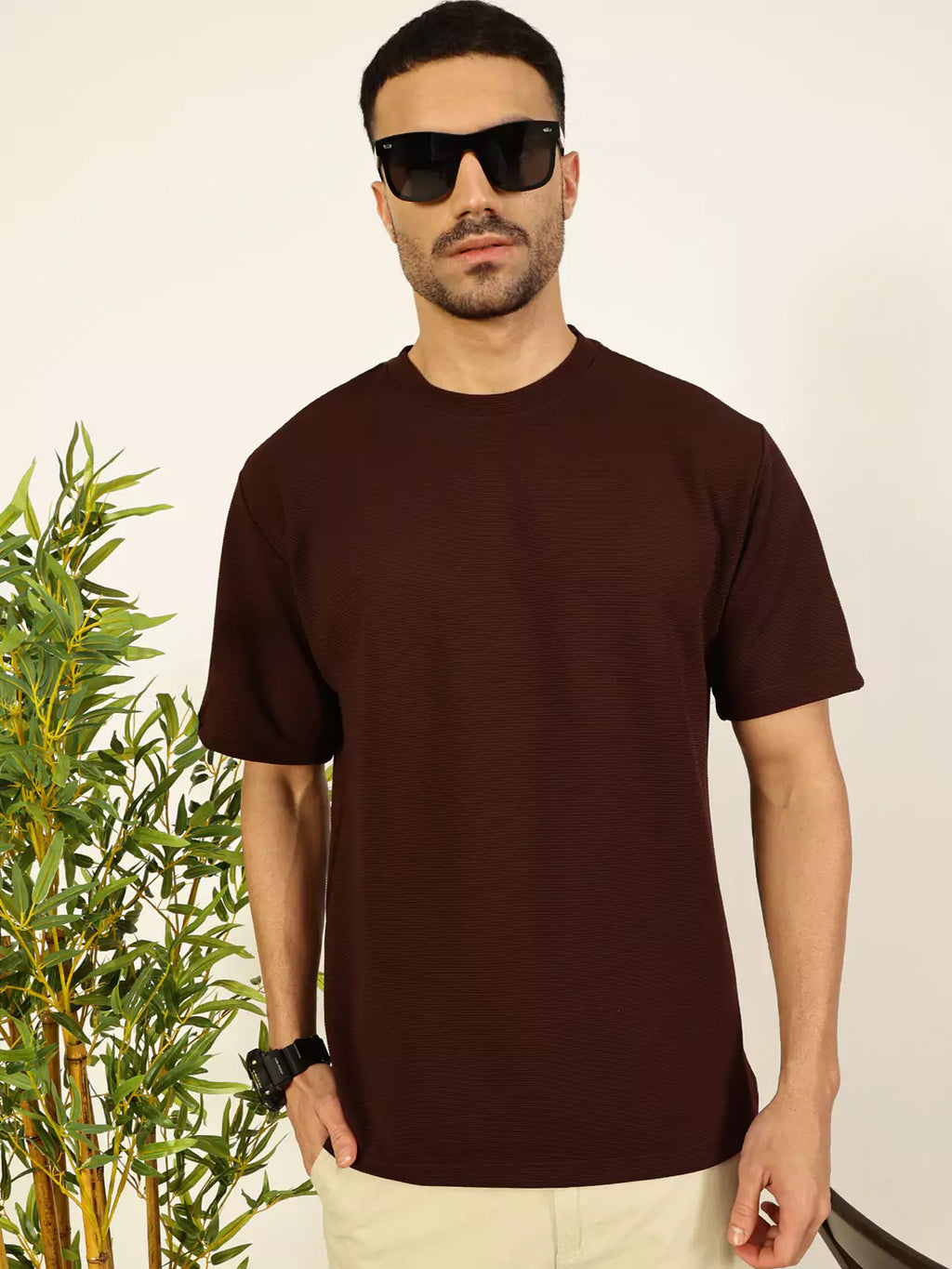 Thomas Scott Men Solid Round Neck Oversized T-shirt