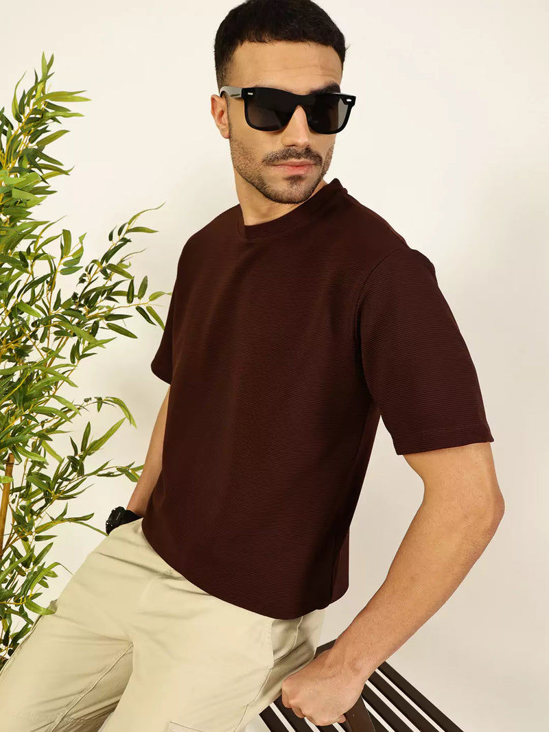 Thomas Scott Men Solid Round Neck Oversized T-shirt