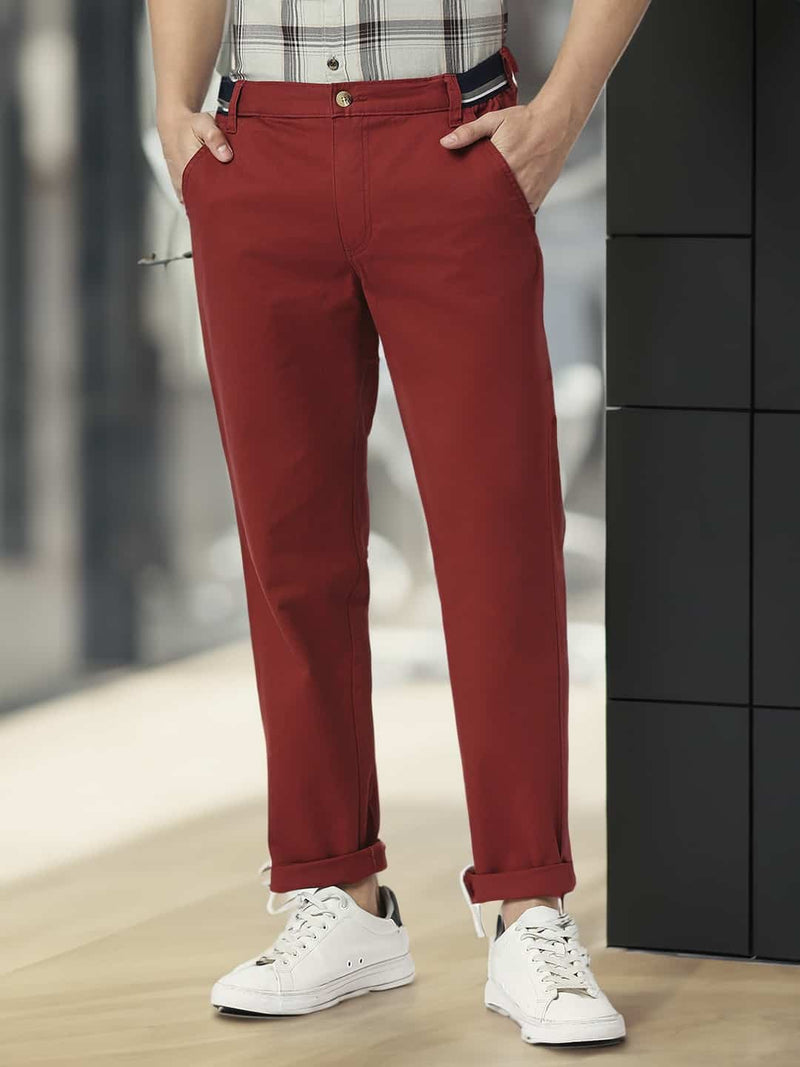 Thomas Scott Men Mid-Rise Classic Slim Fit Easy Wash Trousers