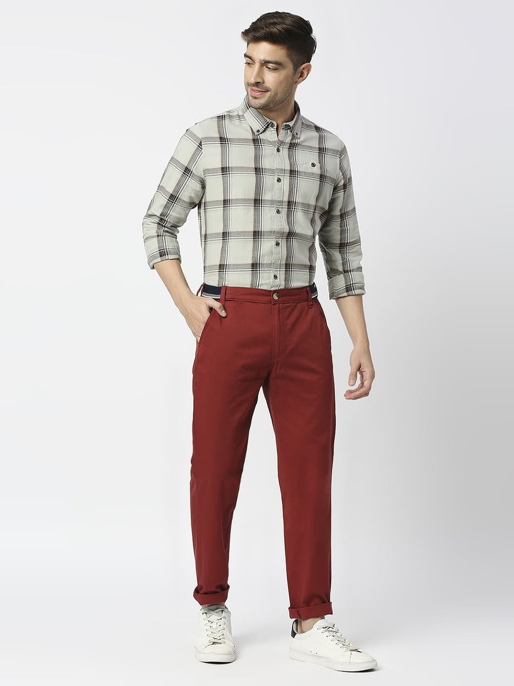 Thomas Scott Men Mid-Rise Classic Slim Fit Easy Wash Trousers