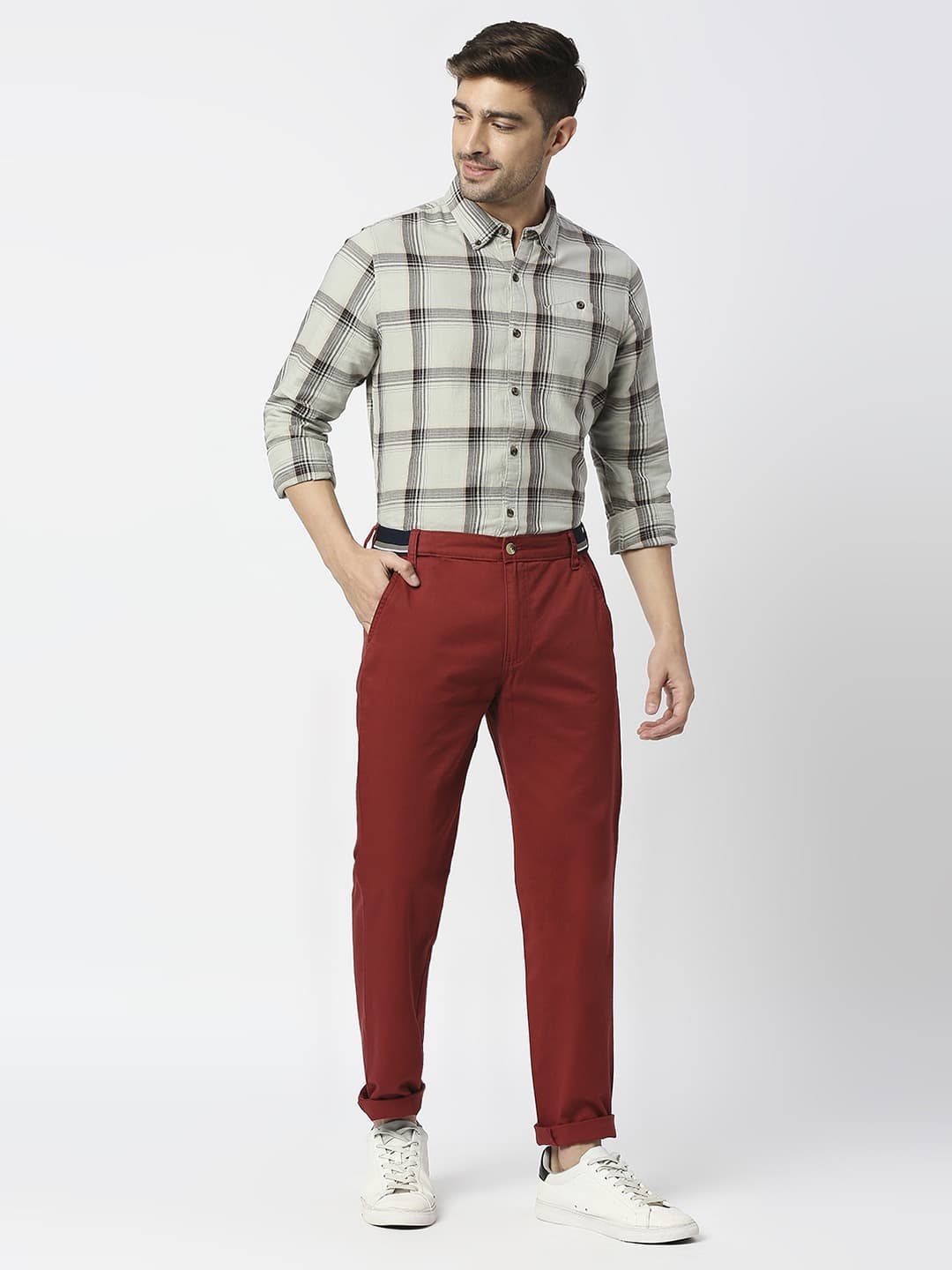 Thomas Scott Men Mid-Rise Classic Slim Fit Easy Wash Trousers