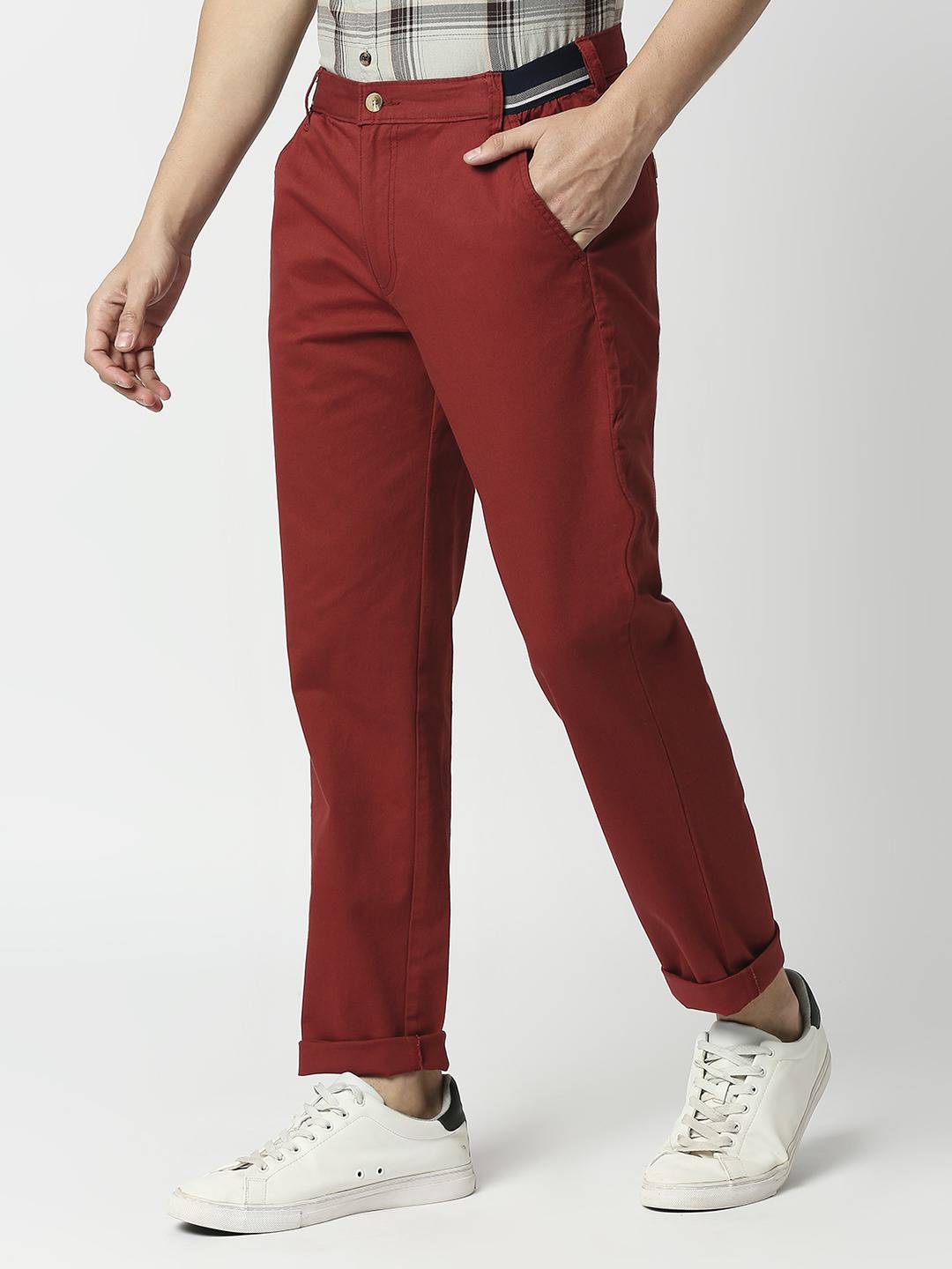 Thomas Scott Men Mid-Rise Classic Slim Fit Easy Wash Trousers