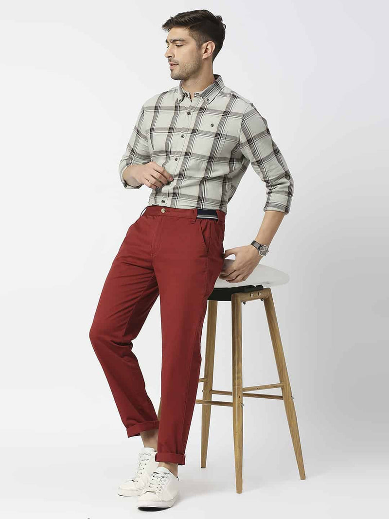 Thomas Scott Men Mid-Rise Classic Slim Fit Easy Wash Trousers