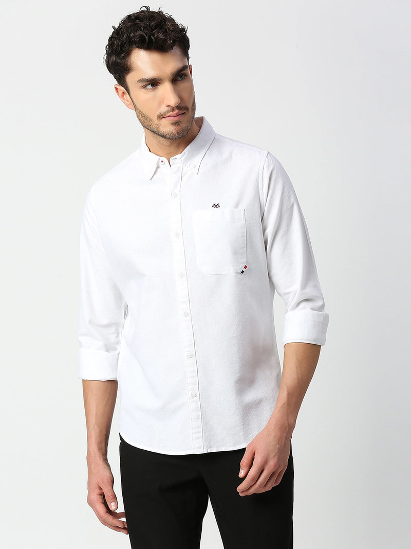 Thomas Scott Men White Pure Cotton Slim Fit Casual Shirt