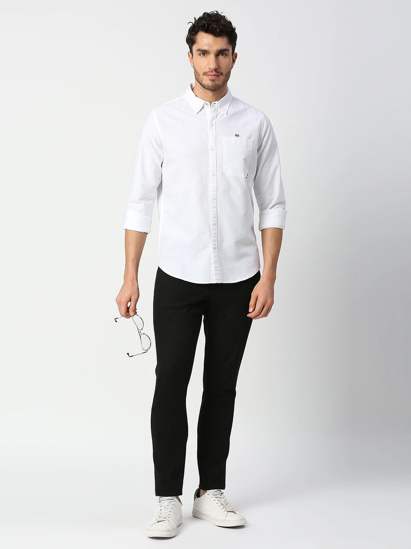 Thomas Scott Men White Pure Cotton Slim Fit Casual Shirt