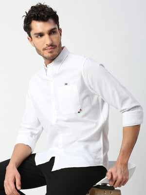 Thomas Scott Men White Pure Cotton Slim Fit Casual Shirt