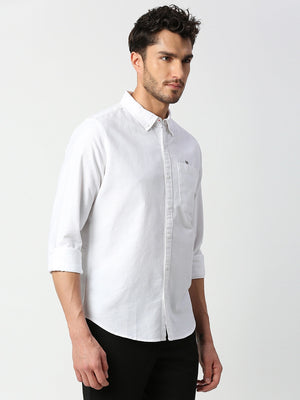 Thomas Scott Men White Pure Cotton Slim Fit Casual Shirt